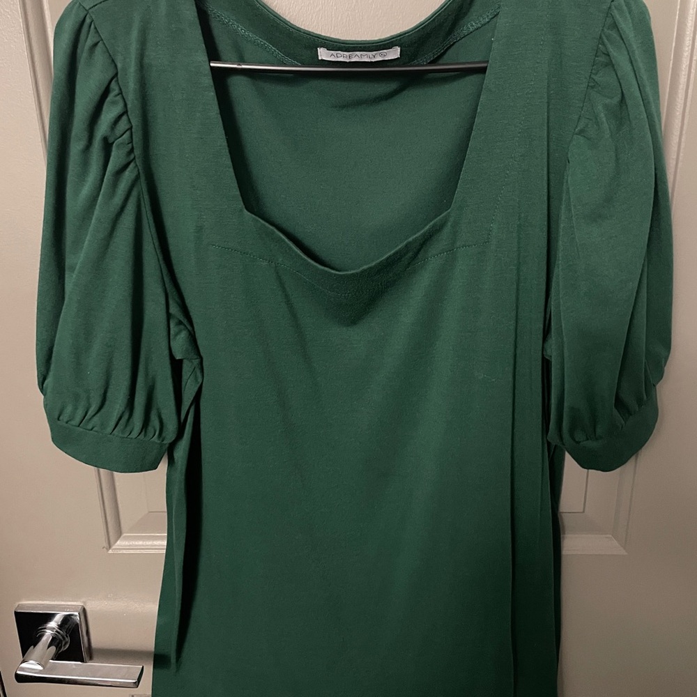 Green Puff Sleeve Dress